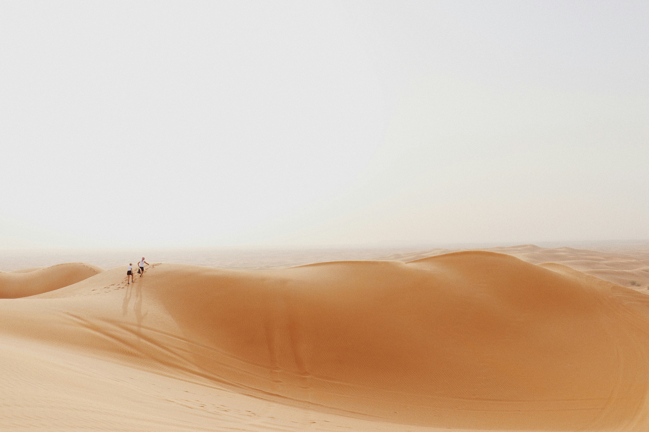Golden desert dunes at sunset